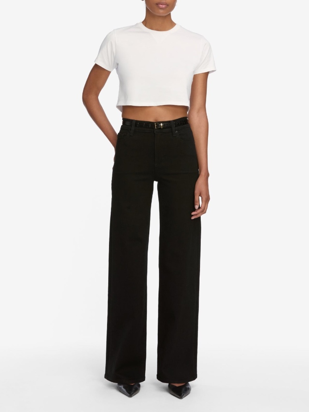 FRAME Le Slim Palazzo Jeans in Black